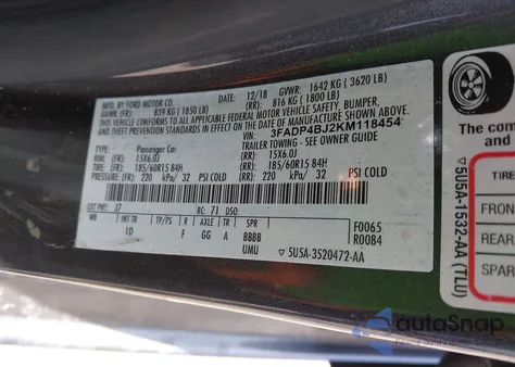 2019 Ford Fiesta Se from USA, damaged, VIN 3FADP4BJ2KM118454